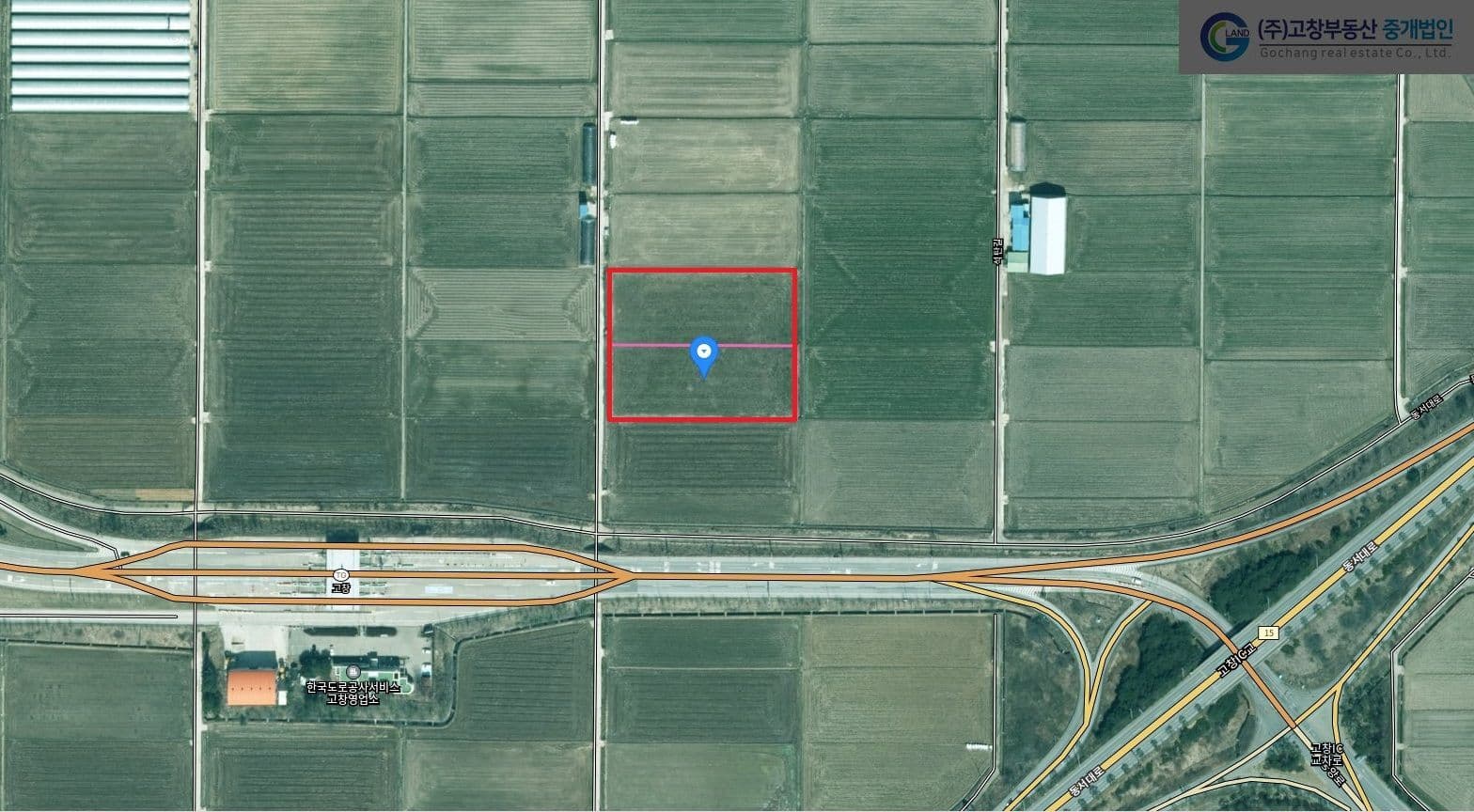 고창읍 읍내권의 경지정리 완료한 벼농사 또는 비닐하우스 설치 적합 농지