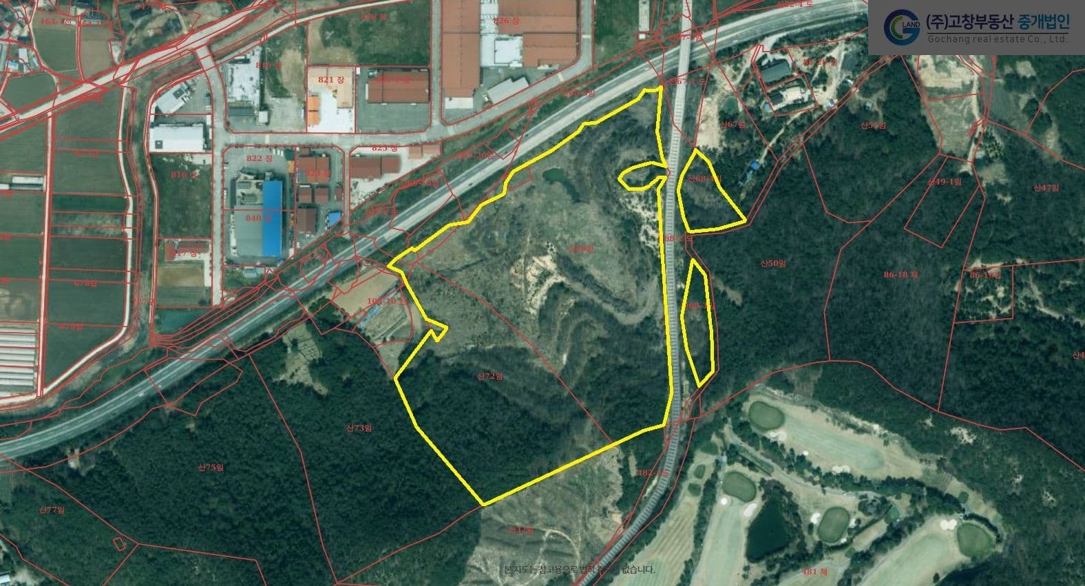 	 고창군 부안면 용산리에 위치한 넓은 면적의 임야 4