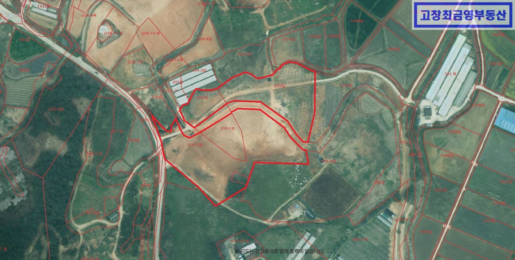 고창군 부안면 수앙리 2차선 도로변에 위치한 황토토질의 밭농사용 농지 8063평