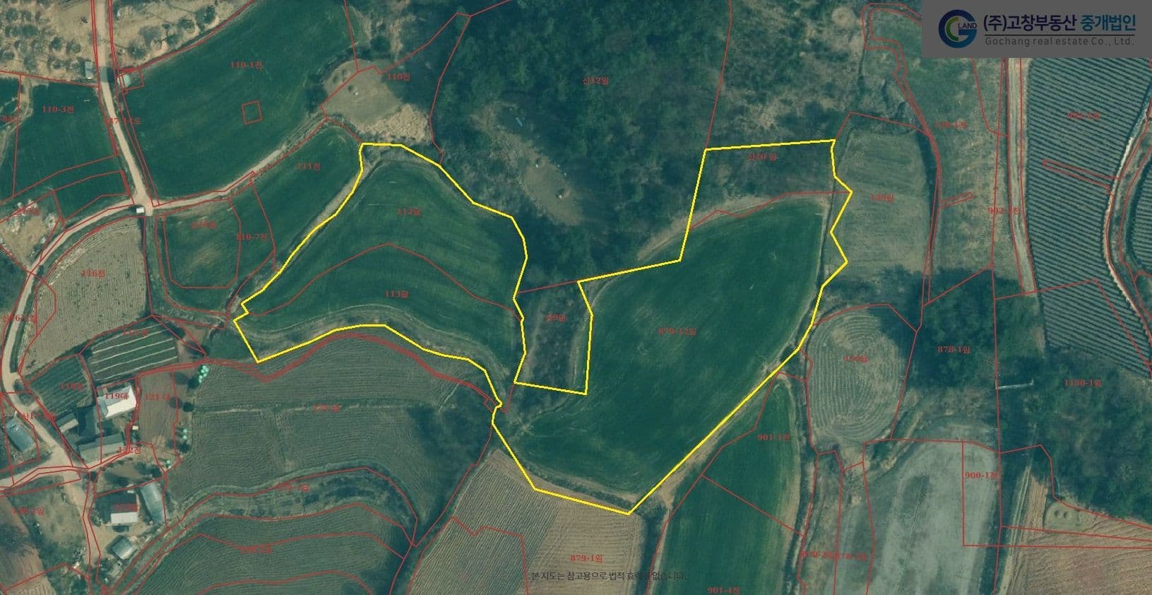 고창군 공음면 용수리 청보리밭 인근에 위치한 밭농사용 농지와 소형 임야 2