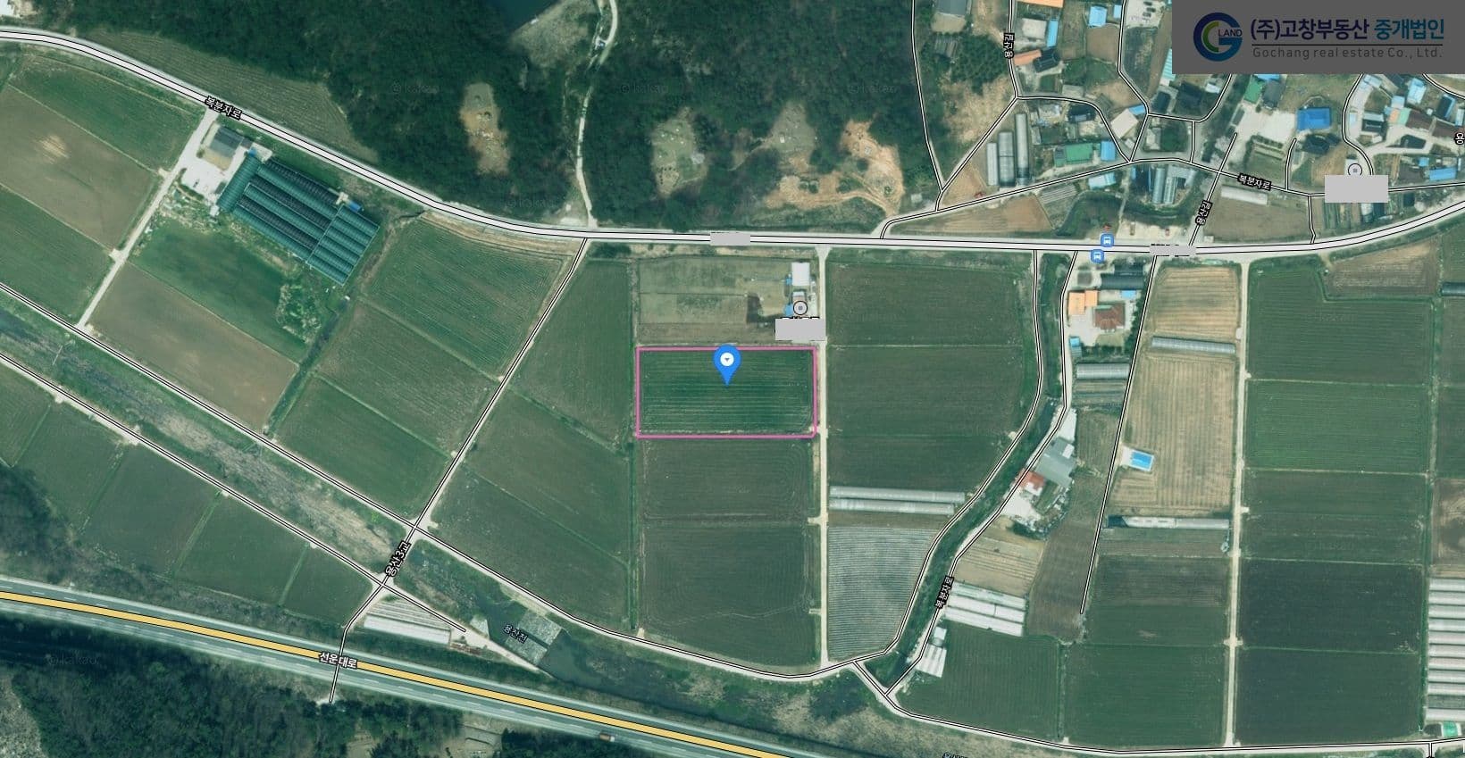 고창군 부안면 용산리 복분자마을에 위치한 직사각형의 다용도 농지 2