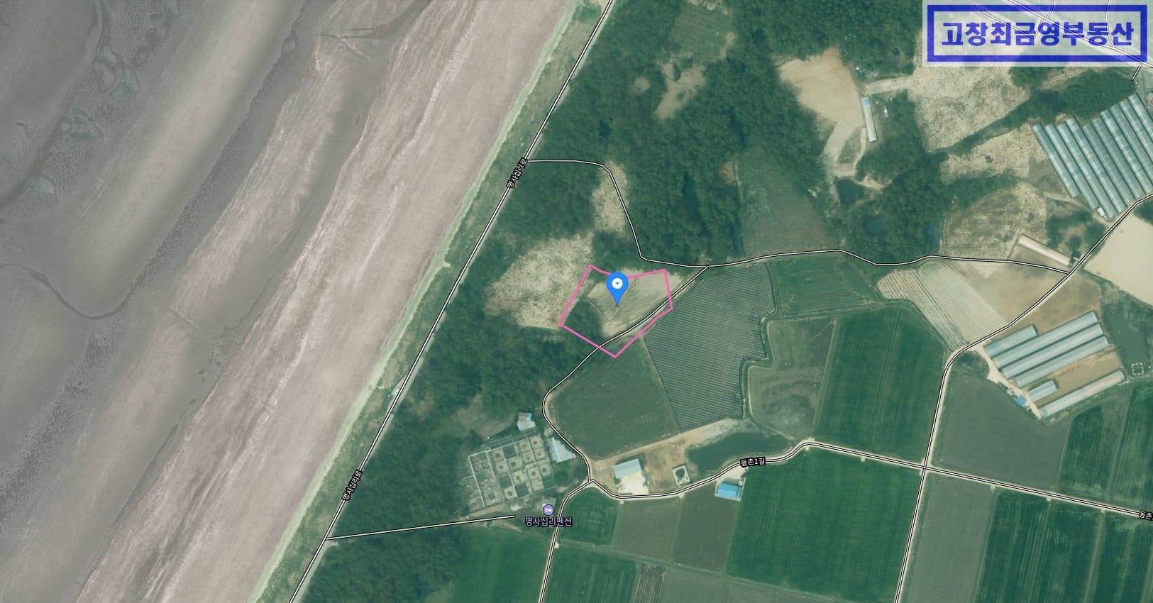 고창군 상하면 용정리 명사십리 해안가 인근에 위치한 일반 임야